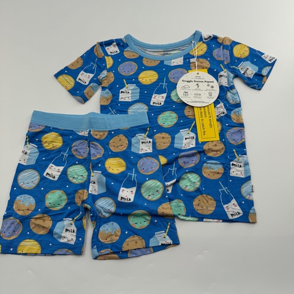 Little Sleepies Other - Little Sleepies Blue Cookies & Milk Two Piece Short Sleeve & Shorts PJ Set